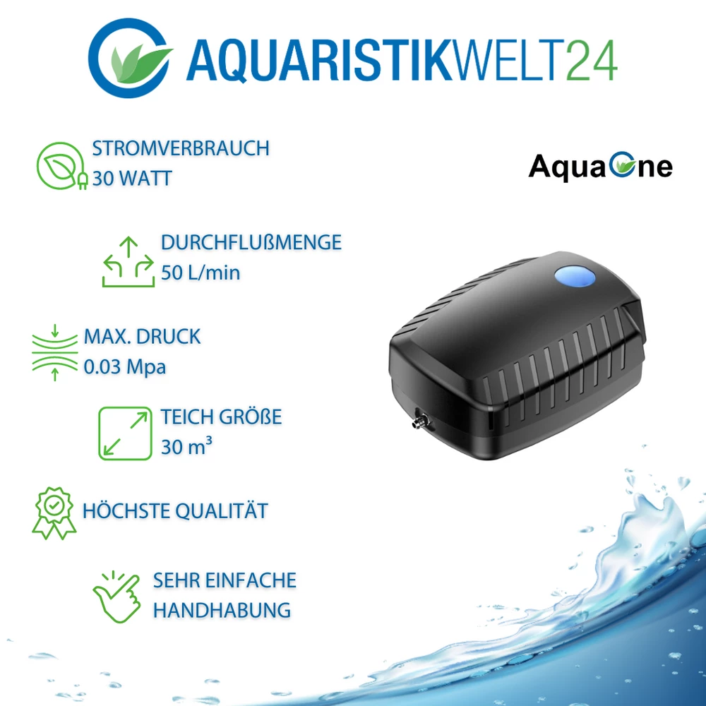 AquaOne Luftpumpe CAP-60 Als Set Für 30m³ Große Teiche 2 AquaOne Luftpumpe CAP-60 Als Set Für 30m³ Große Teiche – Bild 2