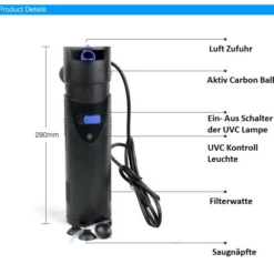 CUP-805 Aquarium Innenfilter Inkl. 5 Watt UVC Klärer 700 L/h Bis 350l Aquarien -Haus Dekoration Verkaufsgeschäft CUP 805 Aquarium Innenfilter inkl 5 Watt UVC Kla 1