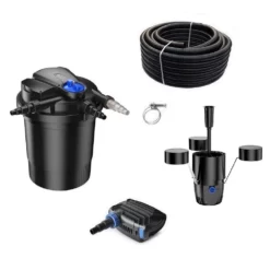 Druckteichfilter Set CPA 10000 Mit 20W Eco Pumpe 10m Schlauch Externer Skimmer Nr.26