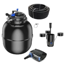 Druckteichfilter Set CPF 75000 Mit 100W Eco Pumpe 10m Schlauch Externer Skimmer Nr.62